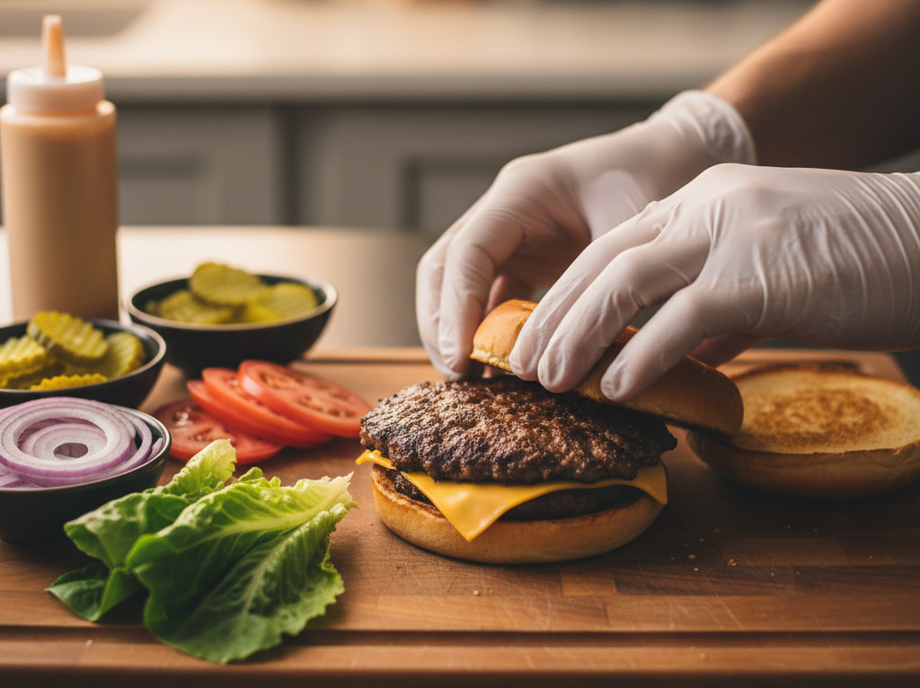 Burger on grill with flames - Epic Burger Battle